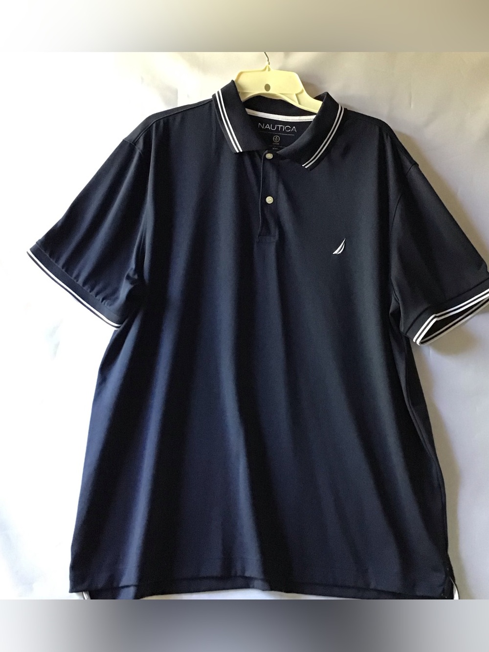 241 Nautica Men's Navy Polo with White Stripe Trim